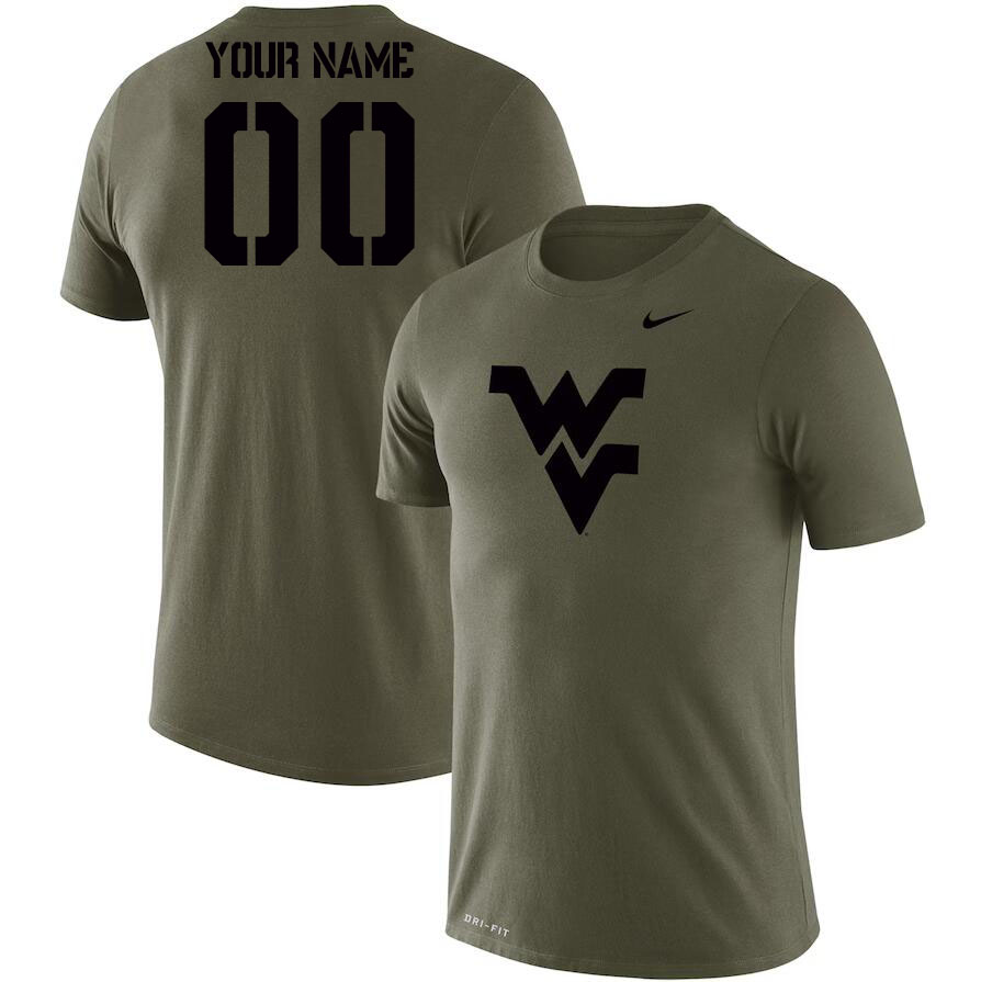 Custom West Virginia Mountaineers Name And Number College Tshirt-Olive